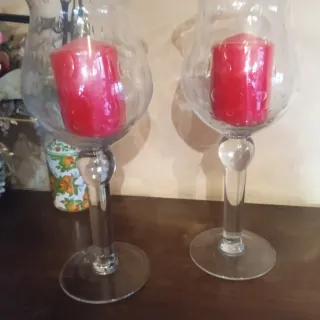 Coppia Calici Portacandele Vetro