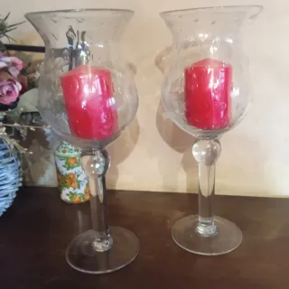 Coppia Calici Portacandele Vetro