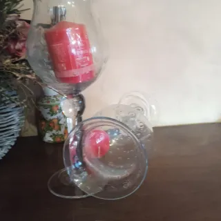 Coppia Calici Portacandele Vetro