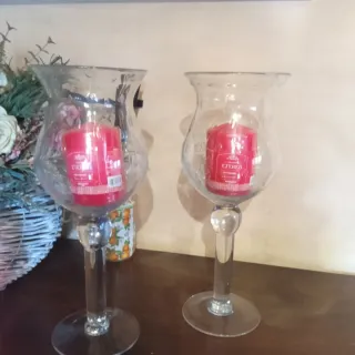 Coppia Calici Portacandele Vetro