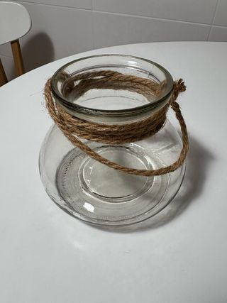 Set 3 Portacandele in Cristallo con Corda di Giuta
