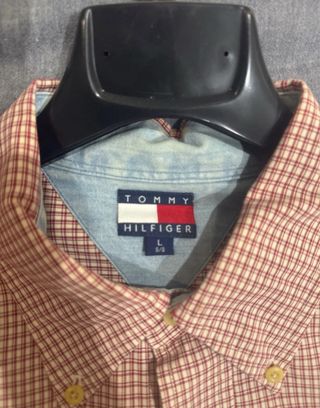 Camisa Tommy Hilfiger cuadros rosa y blanco