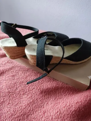 Sandalias negras cáñamo T.42