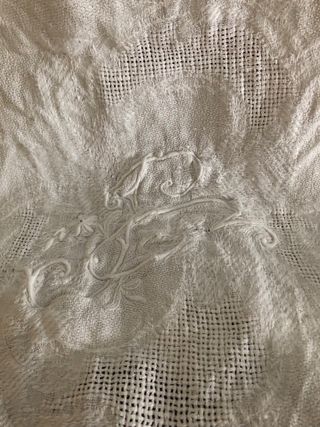 Asciugamano vintage in lino con pizzo