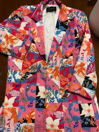 Giacca blazer fantasia floreale patchwork
