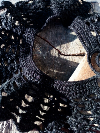 Colletto uncinetto nero pizzo in cotone