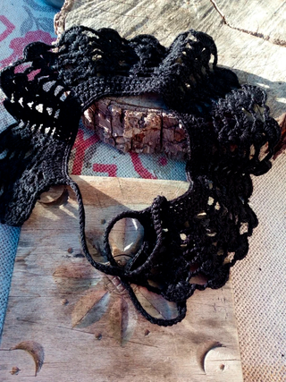 Colletto uncinetto nero pizzo in cotone