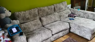 Divano Chaise longue Beige e Grigio