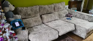 Divano Chaise longue Beige e Grigio