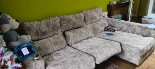 Divano Chaise longue Beige e Grigio