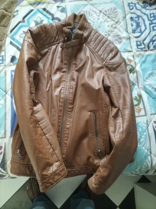Chaqueta efecto piel marrón Talla XL