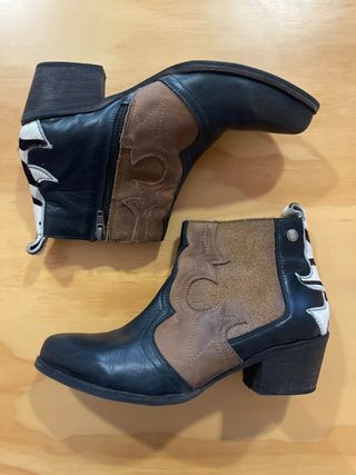 Botines Romano de Chile Cuero Negro, toffie yzebra
