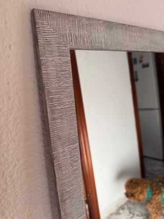 Specchio con Cornice in Legno Grigio
