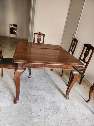 Tavolo antico legno noce con 6 sedie