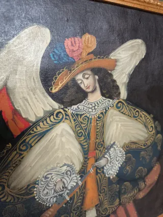 2 quadri della scuola cuzqueña con arcangeli arcieri