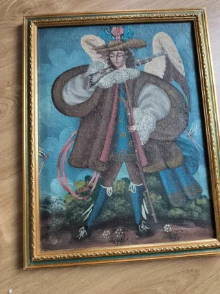 2 quadri della scuola cuzqueña con arcangeli arcieri