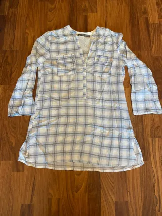 Camisa Zara cuadros azul y blanco