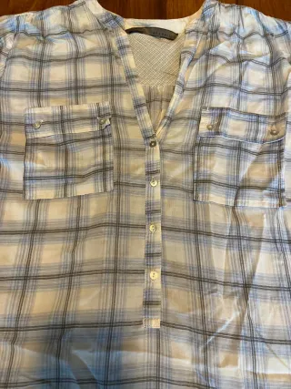 Camisa Zara cuadros azul y blanco