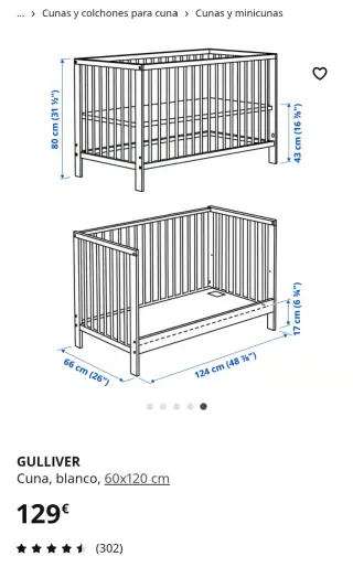 Cuna IKEA 0-4 años + Barra Protectora
