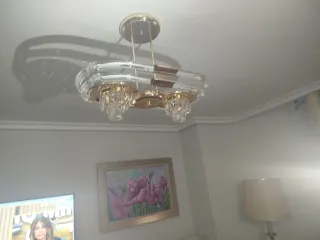 Lote 3 Lámparas Cristal y Metal