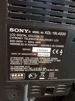 TV Sony Bravia 41x26 cm