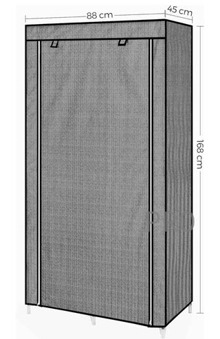 Guardaroba SONGMICS, 6 livelli, 1 asta per vestiti, tessuto non tessuto, struttura metallica, 45 x 88 x 168 cm, per camera da letto, corridoio, guardaroba, nero con motivi a spina di pesce RYG084B22