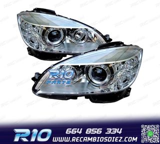 FAROS XENON MERCEDES CLASE C W204 07-11 FONDO CROMO