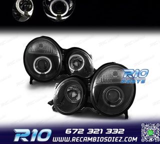 FAROS OJOS ANGEL LUPA MERCEDES CLASE E W210 99-02 FONDO NEGR