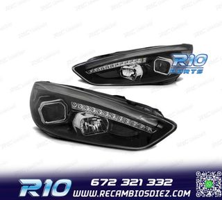 FAROS FORD FOCUS MK3 15-18 LED TRU DRL NEGROS