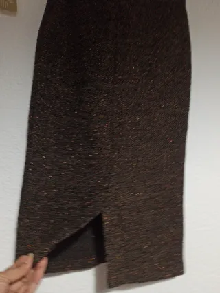 Falda Zara marrón con brillos