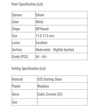 Pendientes Perla Edison 11-11.5mm + CZ Plata 925