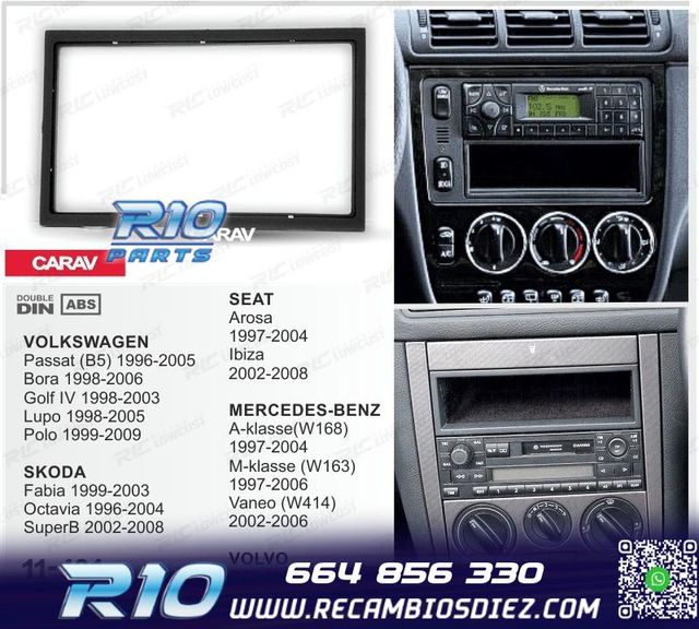 MARCO NEGRO RADIO 2-DIN PARA MERCEDES VOLKSWAGEN VW SKODA SE