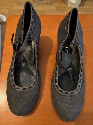 Zapatos de cuña marrones/grises talla 37