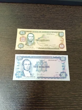 2 Vecchie Banconote della Giamaica