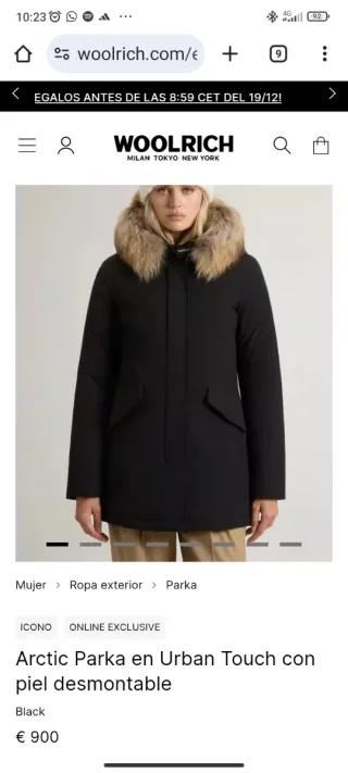 Abrigo plumífero Woolrich negro