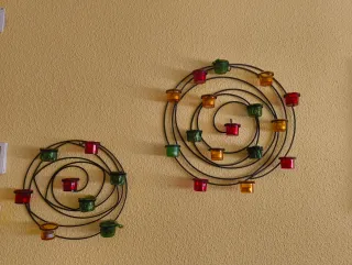 Portacandele a spirale in metallo e vetro