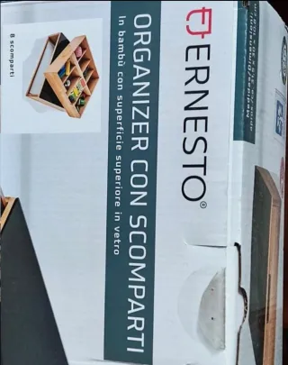 Organizzatore Ernesto in bambù e vetro