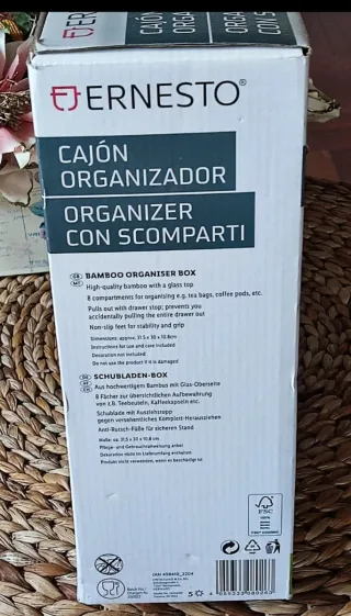 Organizzatore Ernesto in bambù e vetro