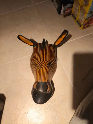 Decoración cabeza cebra madera