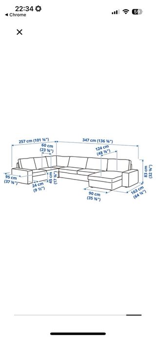 Divano modulare Ikea con chaise longue ad angolo