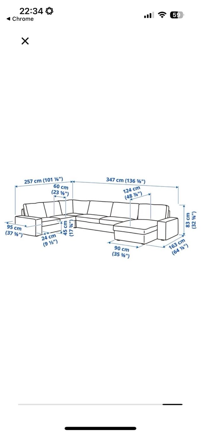 Divano modulare Ikea con chaise longue ad angolo