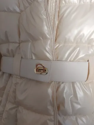 Giubbino donna bianco perlato con cintura