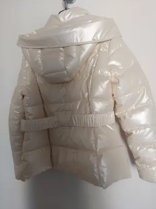 Giubbino donna bianco perlato con cintura