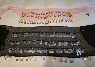 Cinturón de Danza con Monedas Rosa y Negro