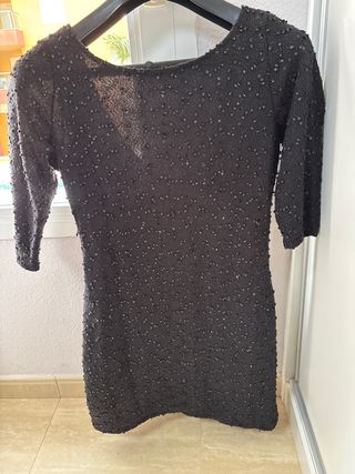 Vestido fiesta lentejuelas negro Talla M,