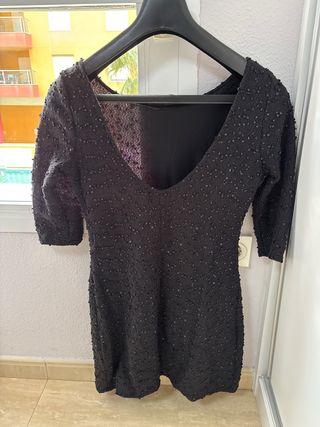 Vestido fiesta lentejuelas negro Talla M,