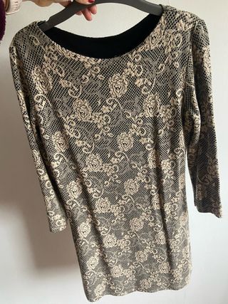 Vestido encaje beige y negro Talla S/M