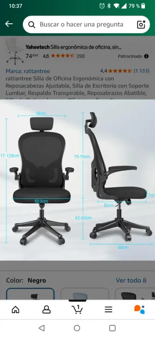 Sedia da ufficio ergonomica Rattantree nera
