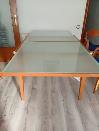 Mesa de comedor cuadrada extensible cristal