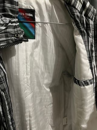 BONES MODA Abrigo Hombre Cuadros Blanco y Negro